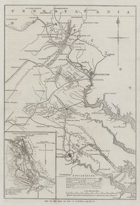 Kaart van het Oorlogsgebied in Virginia